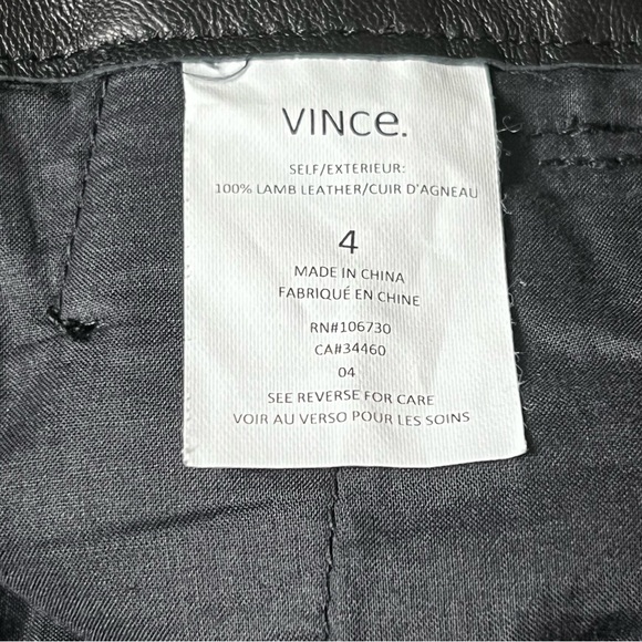 Vince Black Leather High Waisted Pleated Pants Size 4 - Picture 10 of 10